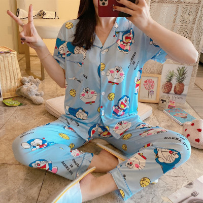 Kawaii Sanrio Hello Kittys Kuromi My Melody Pajamas Women Short Sleeve Pants Set Cute Anime Spring Autumn Homewear Christmas